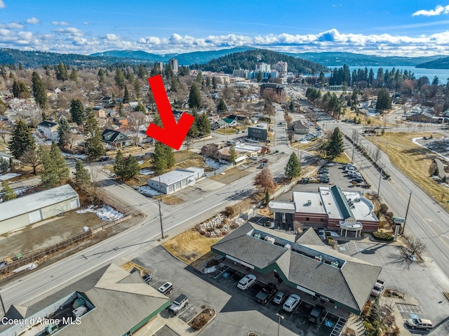 aerial view featuring a mountain view