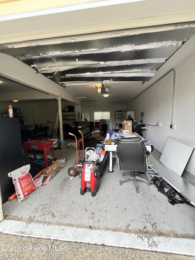 garage with a garage door opener