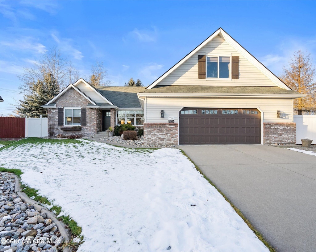 view of front of property with a garage