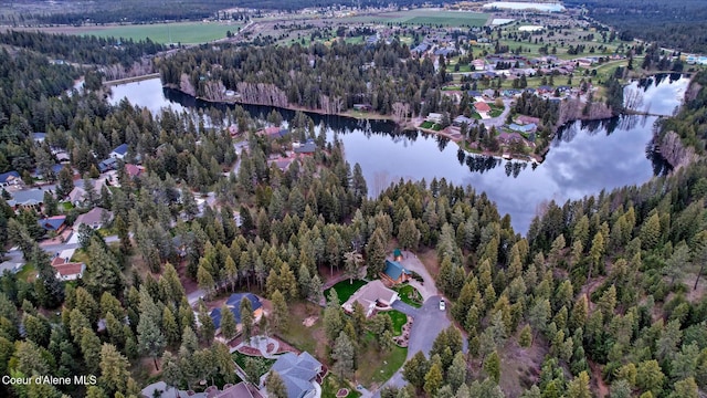 bird's eye view featuring a water view