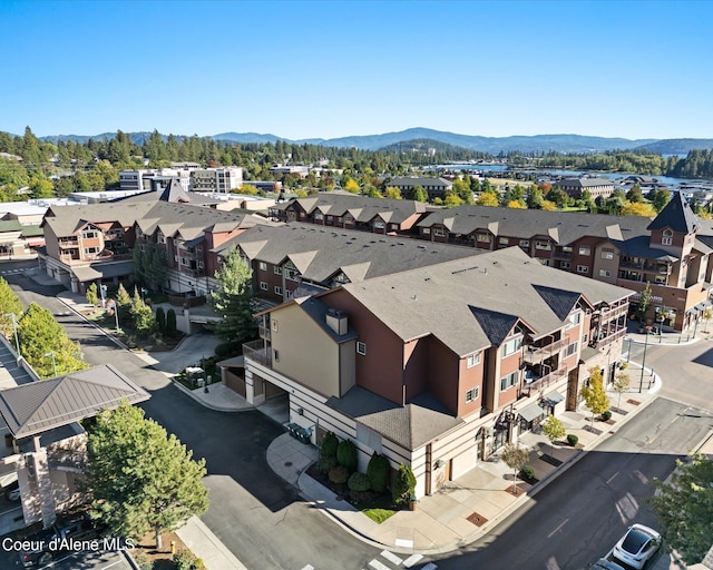 bird's eye view with a mountain view