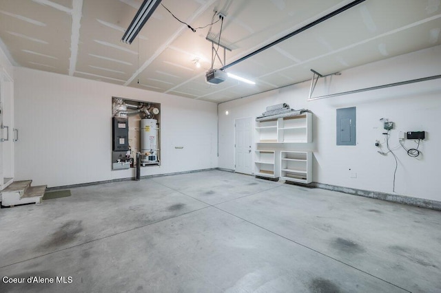 1449 N Moonstone St, Post Falls, ID 83854 - garage with electric panel, a garage door opener, and water heater