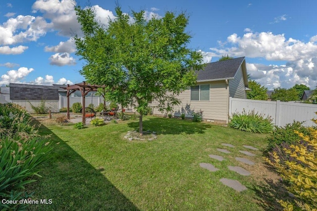 1449 N Moonstone St, Post Falls, ID 83854 - fenced yard featuring a pergola and a patio