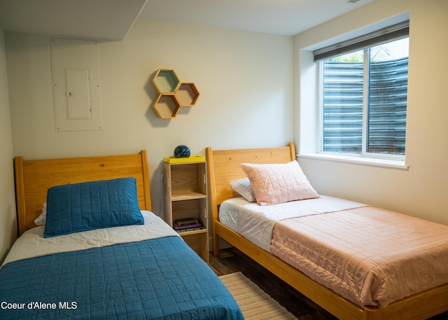 bedroom with electric panel