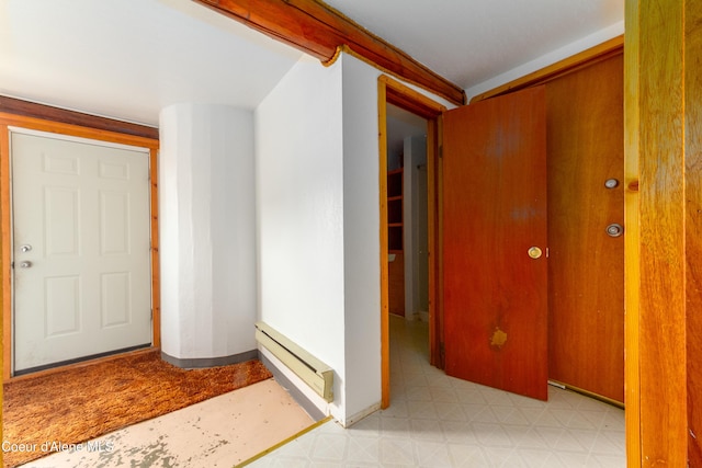 hallway featuring a baseboard radiator