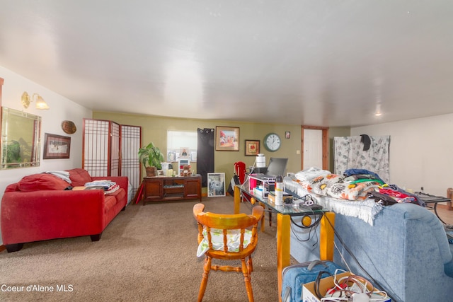 living room featuring carpet flooring