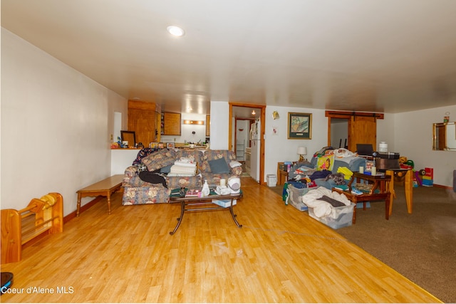 living room featuring light wood-type flooring