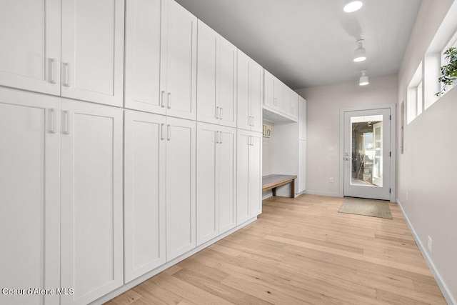 mudroom featuring light hardwood / wood-style flooring