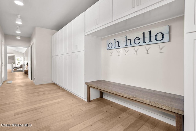 mudroom with light wood-type flooring