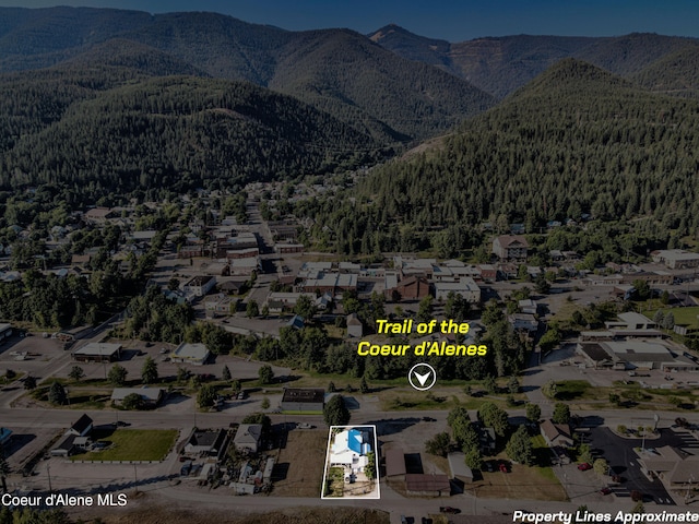 birds eye view of property with a mountain view