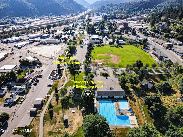 aerial view featuring a mountain view