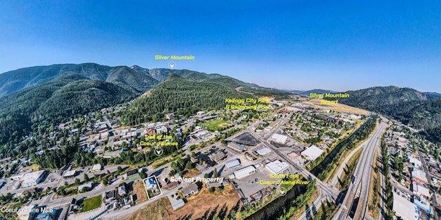 bird's eye view with a mountain view