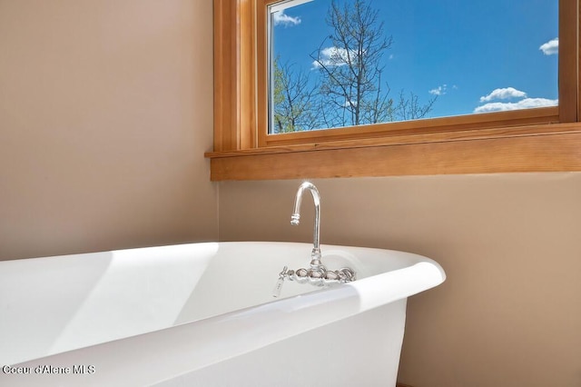 bathroom with a freestanding bath