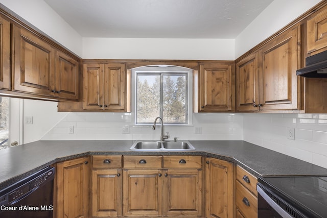 kitchen with sink, dishwasher, and tasteful backsplash