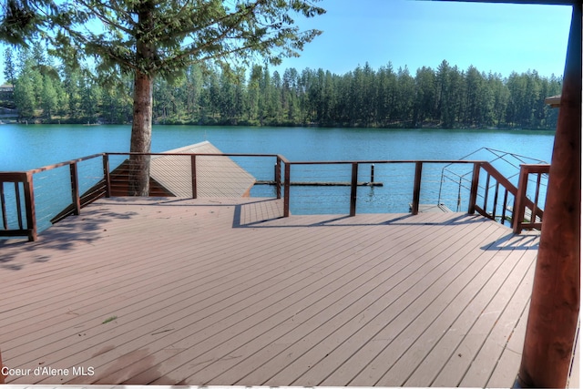 view of dock featuring a water view