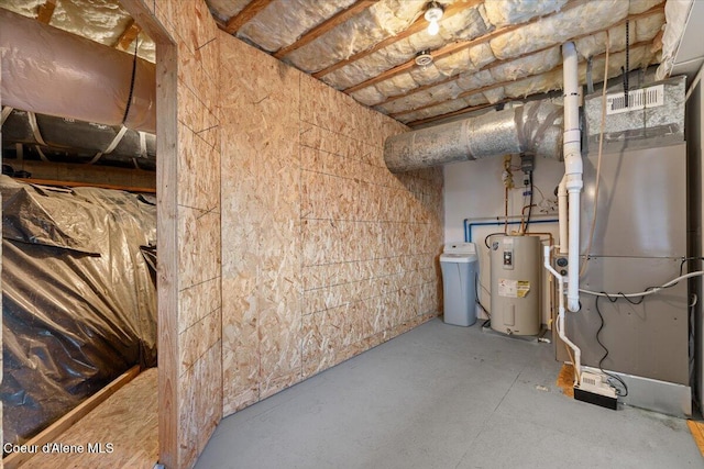 basement with electric water heater