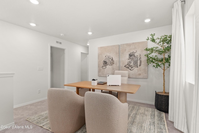 view of carpeted dining room