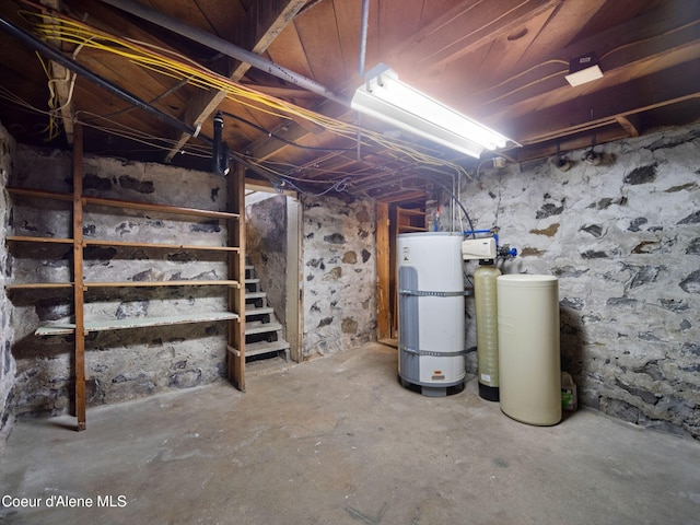 basement with secured water heater