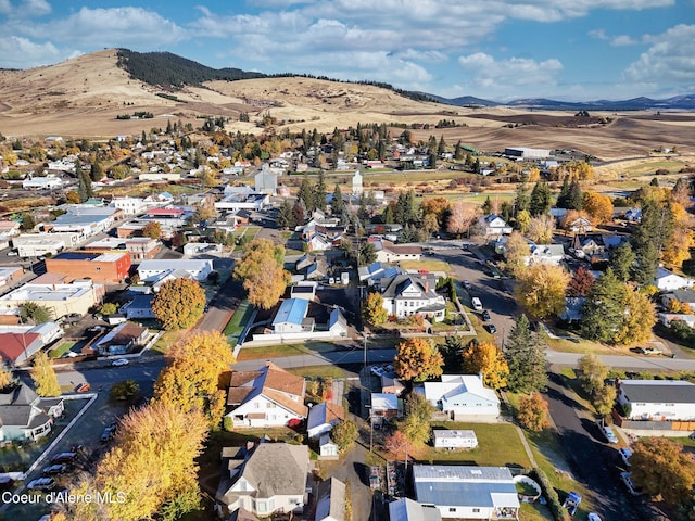 drone / aerial view with a mountain view