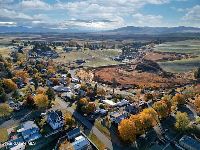 birds eye view of property featuring a mountain view