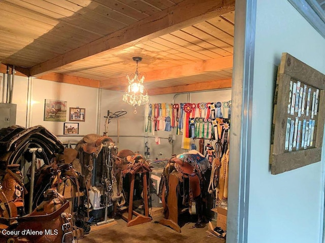 view of horse barn featuring electric panel