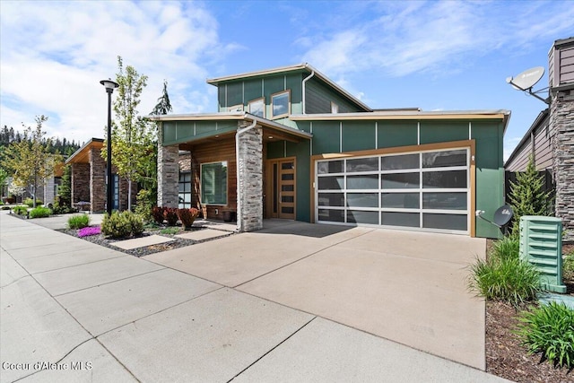 contemporary home with a garage