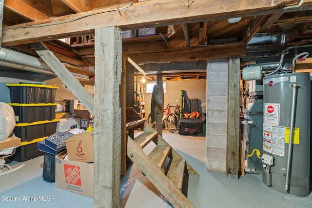 basement with water heater