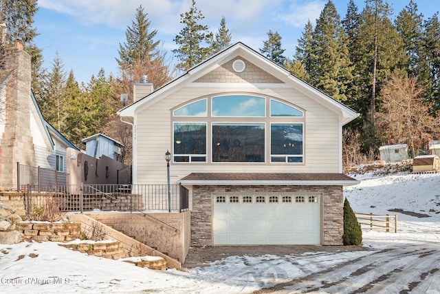 view of front of house with a garage