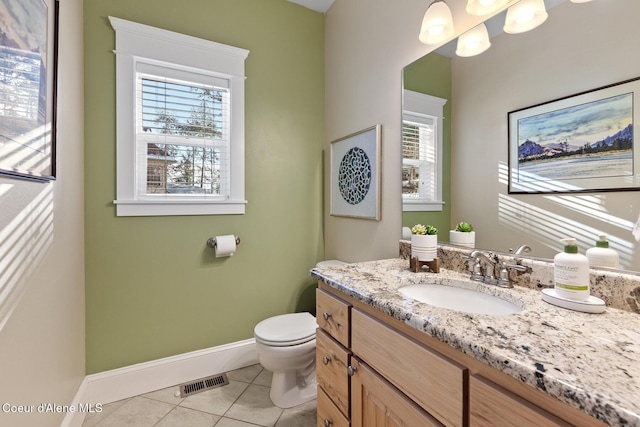 bathroom with tile patterned floors, vanity, and toilet