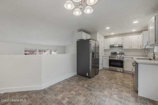 kitchen featuring white cabinetry, sink, and stainless steel appliances