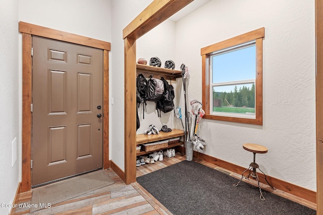 mudroom featuring light wood-type flooring