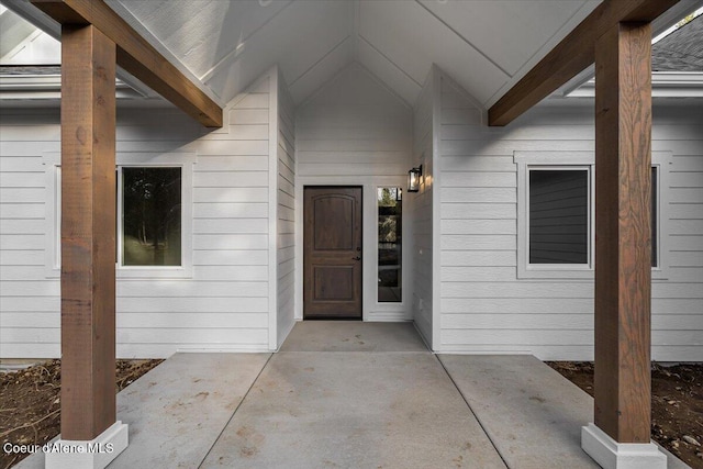 doorway to property featuring a patio