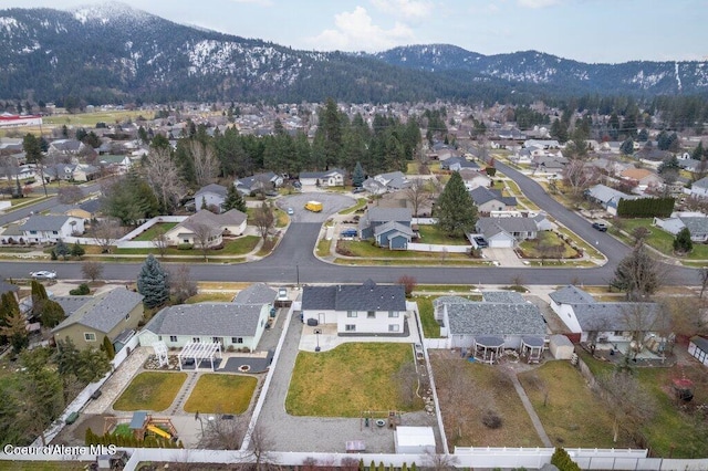 aerial view with a mountain view