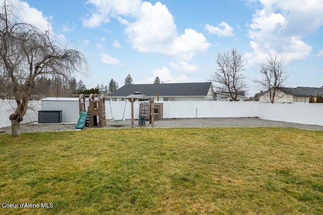 view of yard featuring a playground