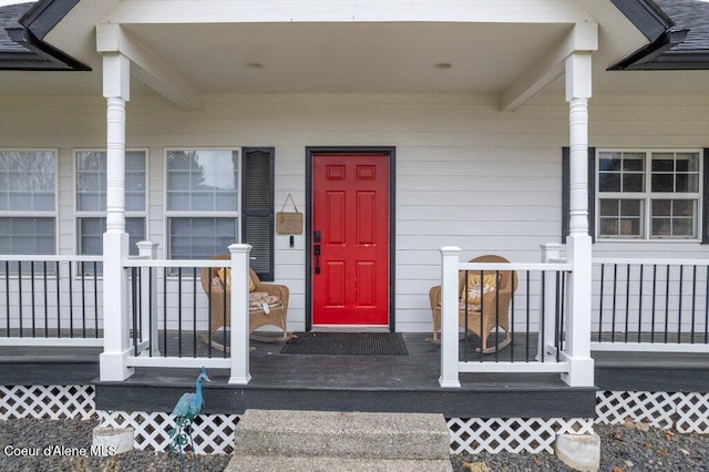 property entrance with a porch