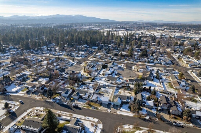 bird's eye view with a mountain view