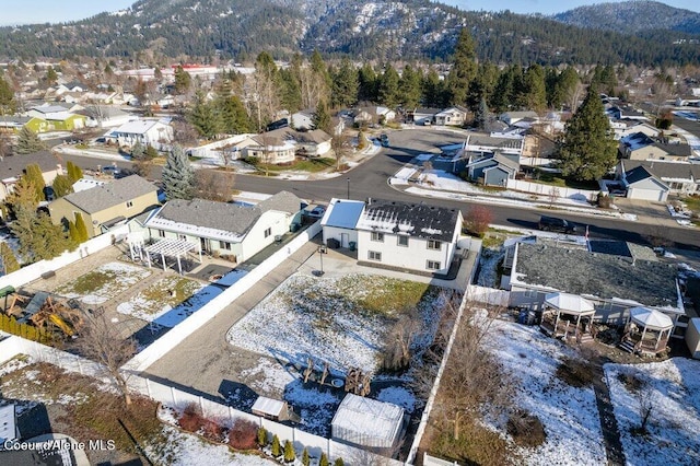 aerial view with a mountain view