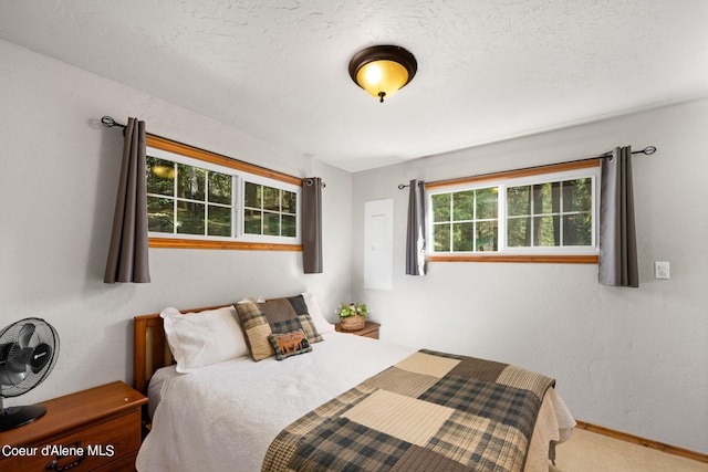19503 E Hayden Lake Rd, Hayden, ID 83835 - bedroom with a textured wall, carpet, baseboards, and a textured ceiling