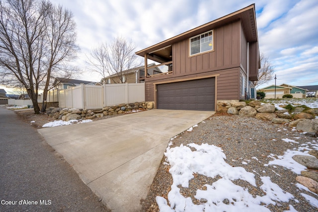 view of home's exterior with a garage