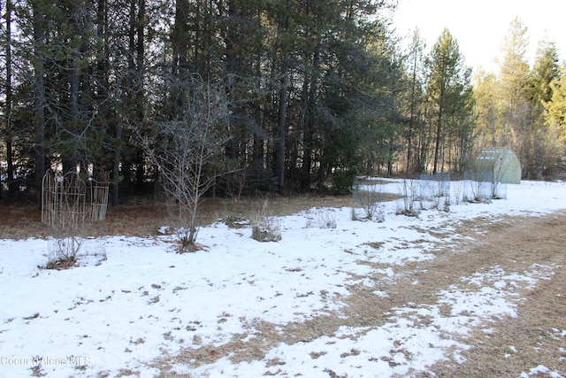 view of yard covered in snow