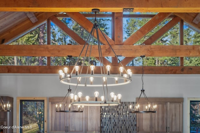 interior details with a notable chandelier