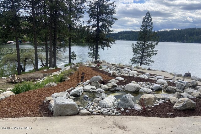 view of water feature featuring a wooded view