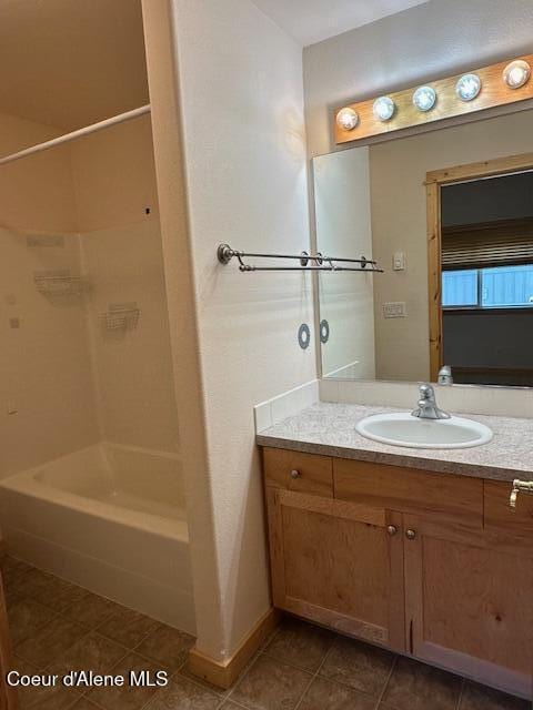 bathroom with vanity and tub / shower combination