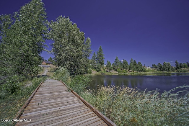 view of dock featuring a water view