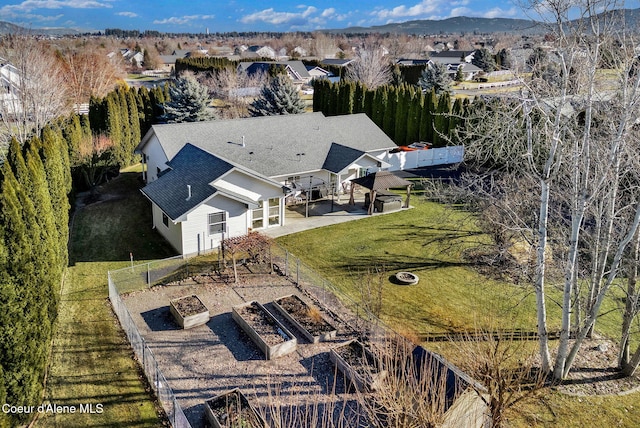 drone / aerial view with a mountain view