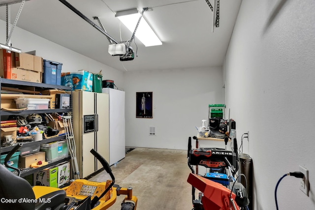 garage with a garage door opener