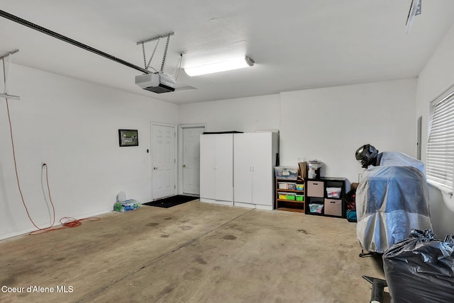 garage with a garage door opener