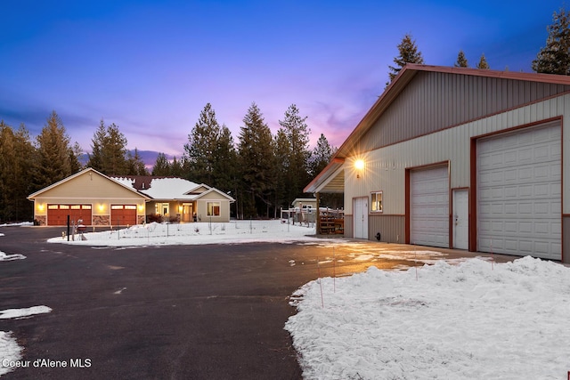 view of front of property with a garage