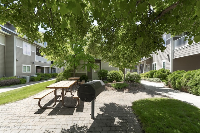 view of community with a patio