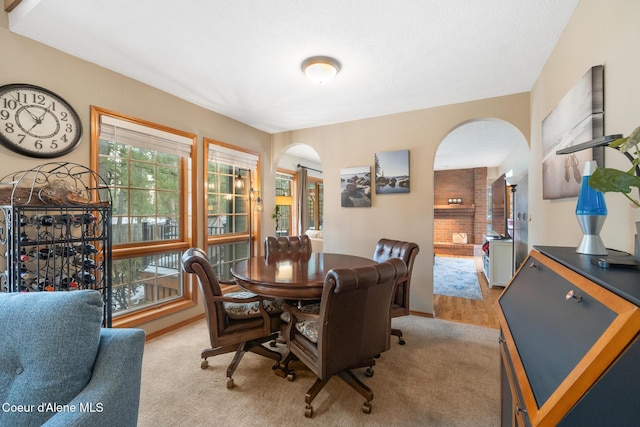 view of carpeted dining space